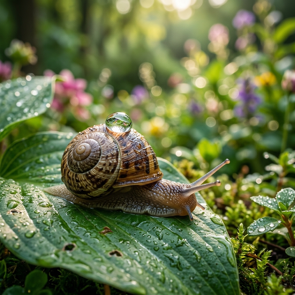 Helix Retreat Macro Snail on Leaf